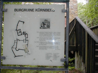Hinweistafel zur Kürnburg im Feriendorf Stamsried Ferienhaus - Ferienwohnung - Blockhaus in Stamsried / Bayerischer Wald / Oberpfalz